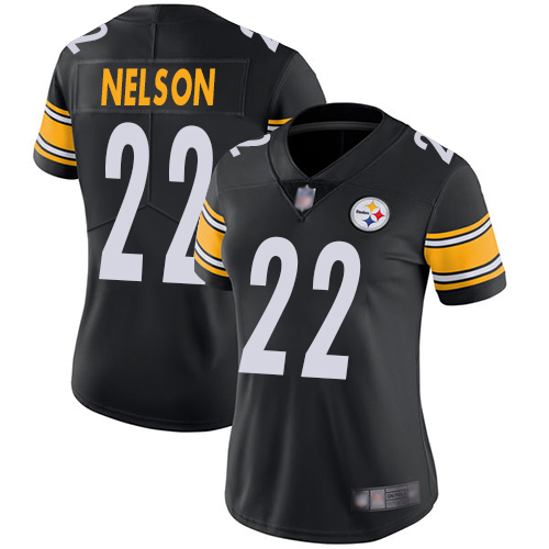 Women Pittsburgh Steelers Football #22 Limited Black Steven Nelson Home Vapor Untouchable Nike NFL Jersey